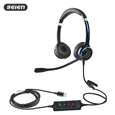 Kancelářský kabelový USB-C headset pro firemní notebook